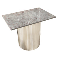 Brushed Nickel Cylinder Table With Stone Top