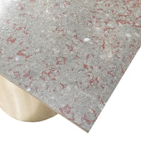 Brushed Nickel Cylinder Table With Stone Top