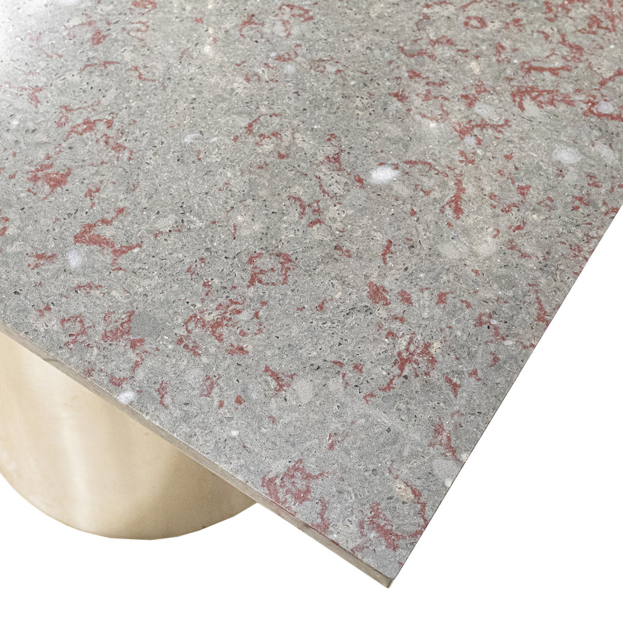 Brushed Nickel Cylinder Table With Stone Top