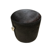 Black Pony Fur Pouf With Skull Handles
