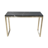 Brushed Nickel End Table With Faux Stone Top
