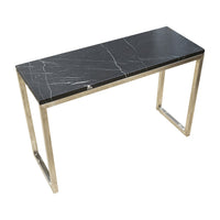 Brushed Nickel End Table With Faux Stone Top