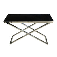 Chrome Console With Black Glass Top