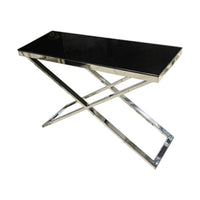 Chrome Console With Black Glass Top
