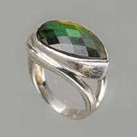 KORITE Sterling Horizontal Pear Shape Ammolite Ring
