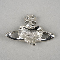 VIVIENNE WESTWOOD Silver Tone CZ Black Enamel Orb Brooch