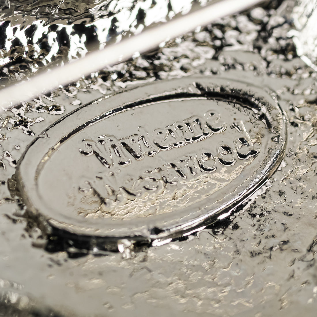 VIVIENNE WESTWOOD Silver Tone CZ Black Enamel Orb Brooch