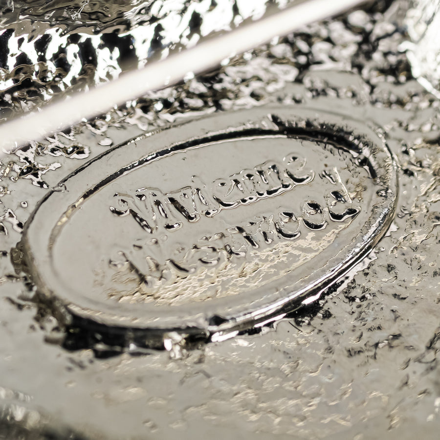 VIVIENNE WESTWOOD Silver Tone CZ Black Enamel Orb Brooch