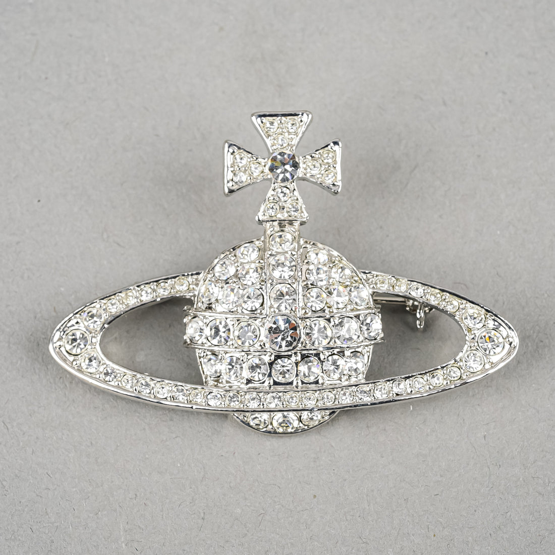 VIVIENNE WESTWOOD Silver Tone CZ Orb Brooch