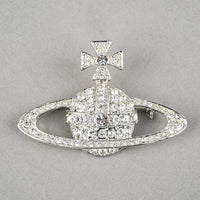 VIVIENNE WESTWOOD Silver Tone CZ Orb Brooch