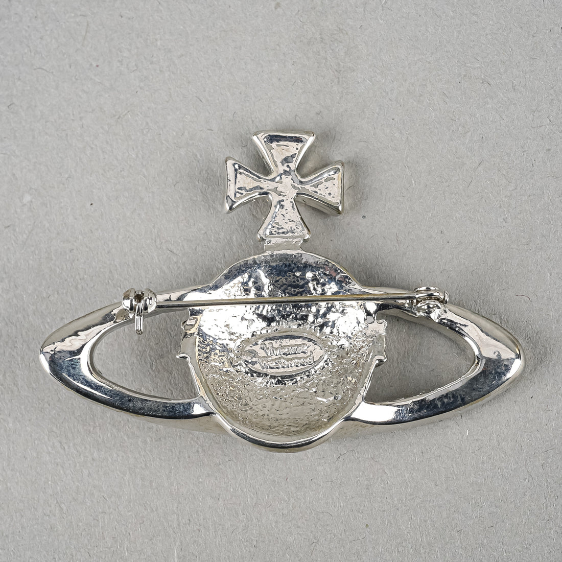 VIVIENNE WESTWOOD Silver Tone CZ Orb Brooch