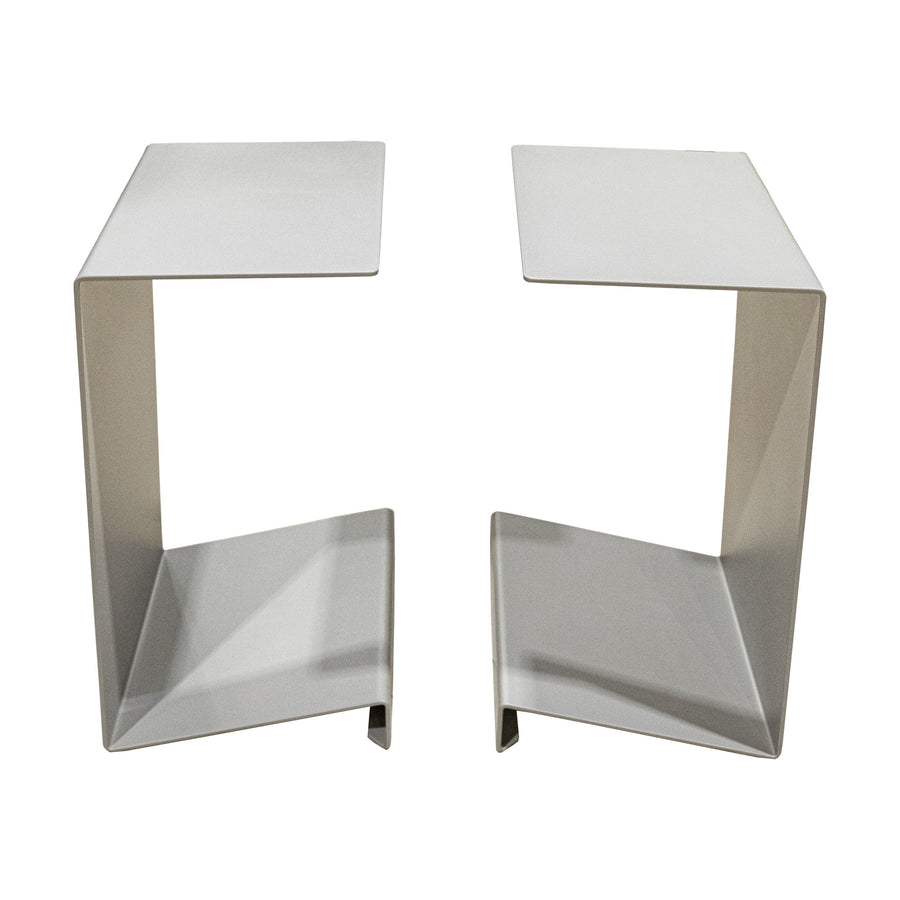 PAIR Grey Painted Sheet Steel End Tables