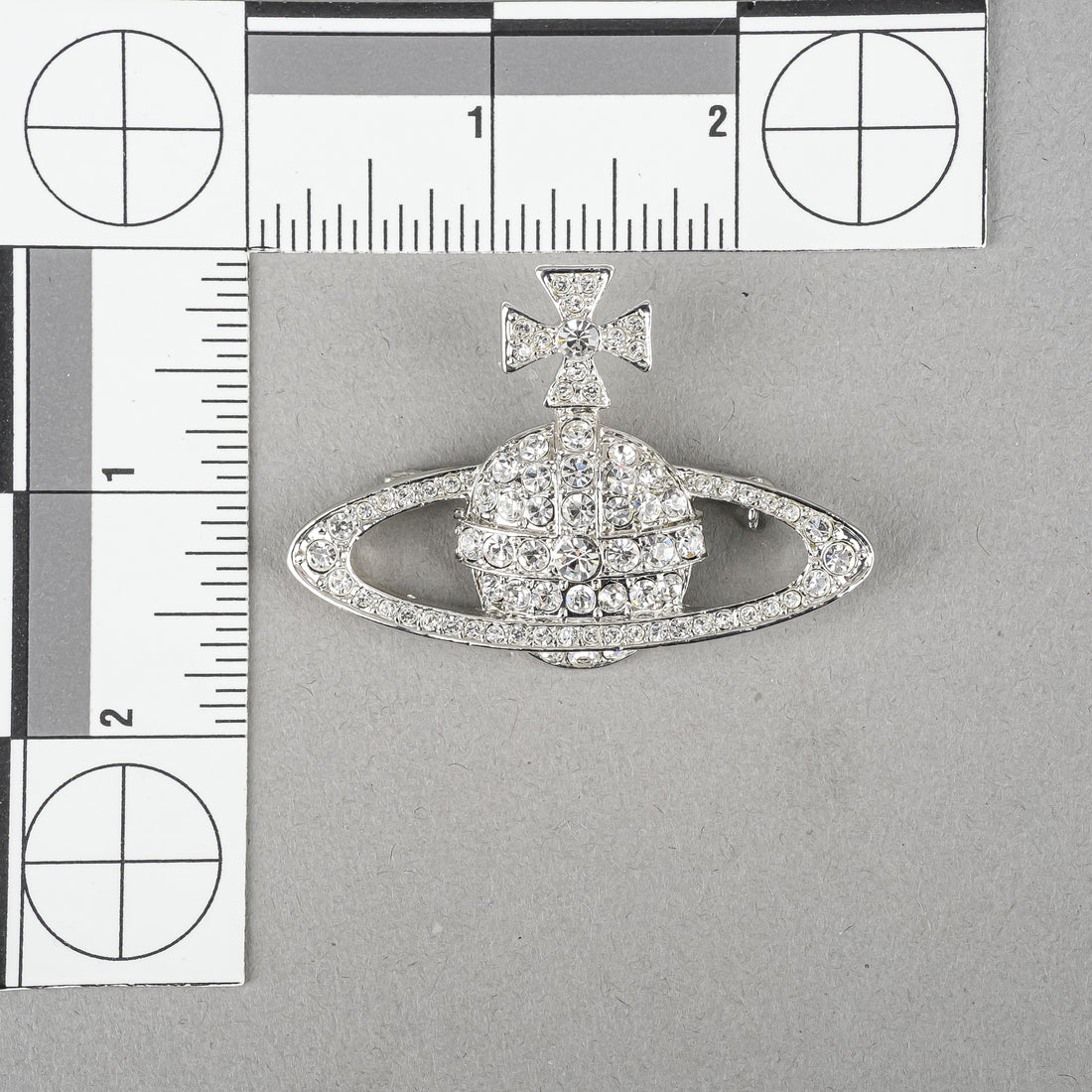 VIVIENNE WESTWOOD Silver Tone CZ Orb Brooch