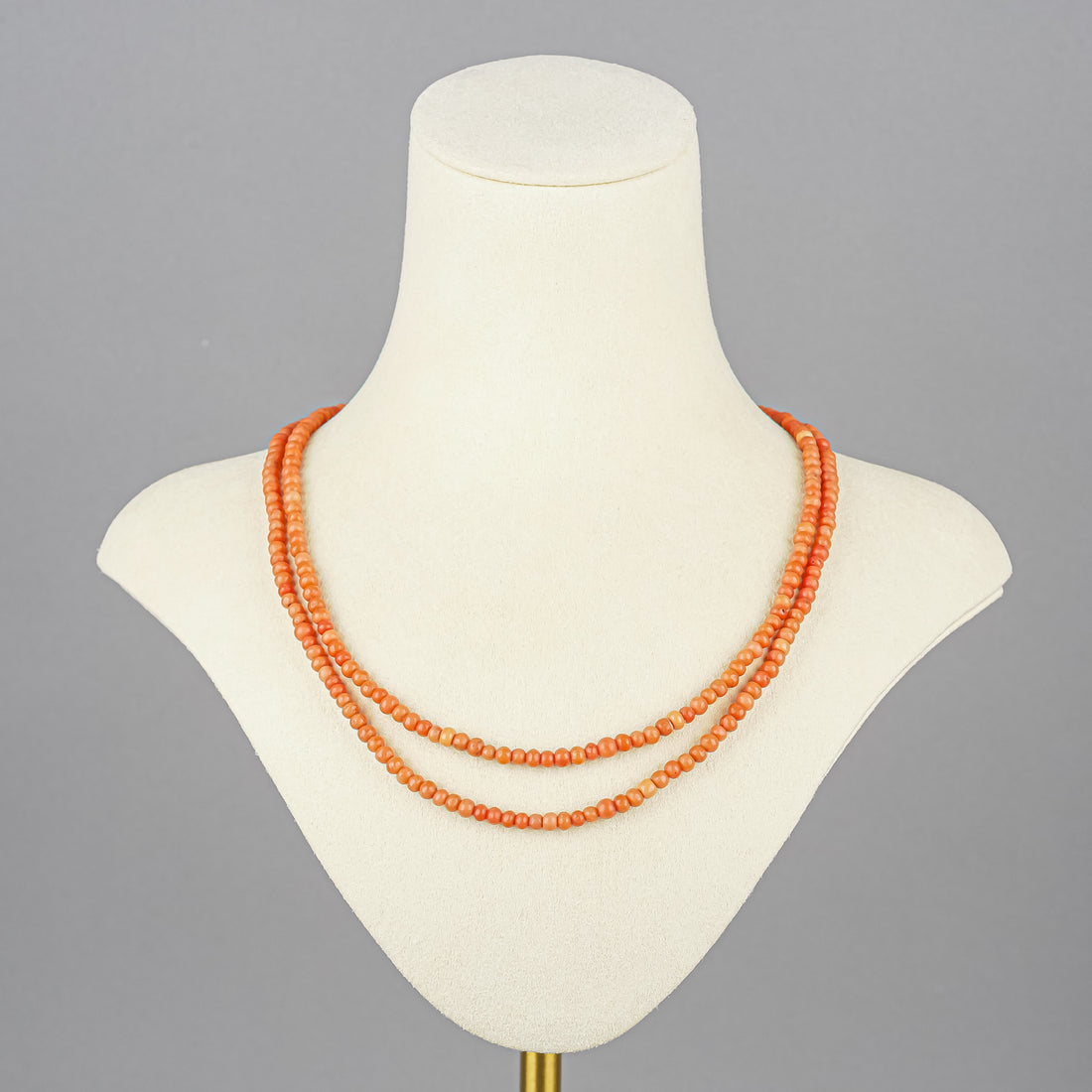 Silver Clasp Coral Two Strand Necklace