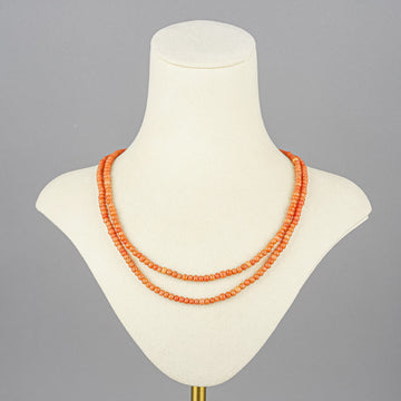 Silver Clasp Coral Two Strand Necklace