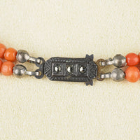 Silver Clasp Coral Two Strand Necklace