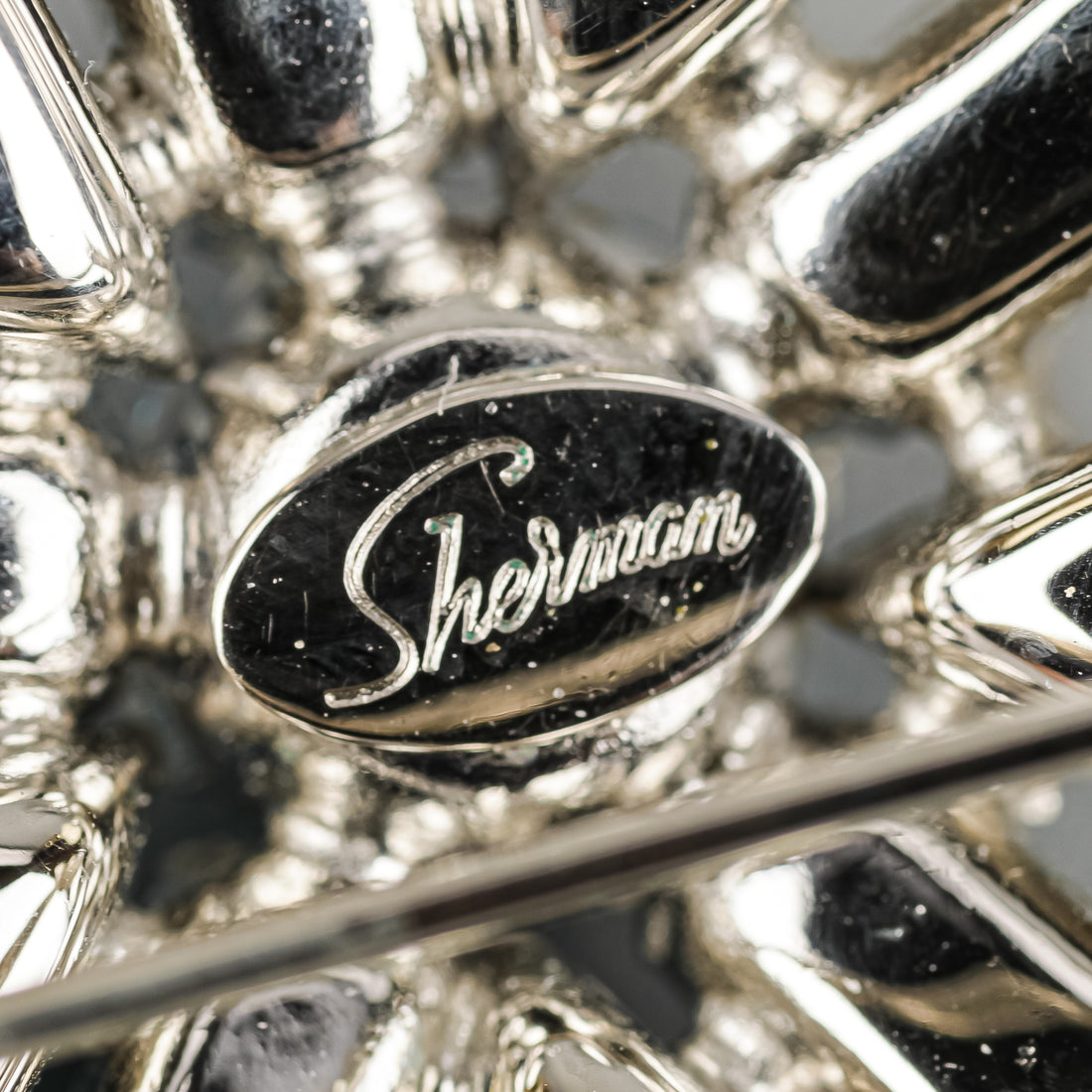 SHERMAN Brooch - Blue Two Tone Rhinestone Flower