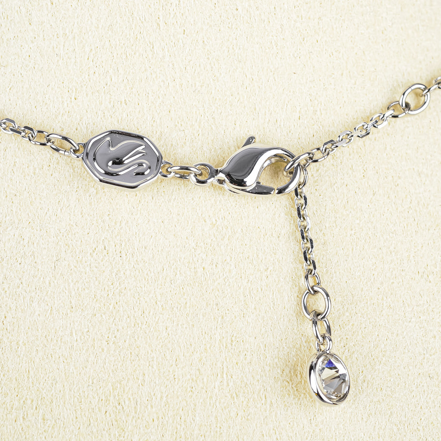 SWAROVSKI Silver Tone 2Swan Heart Pendant Necklace