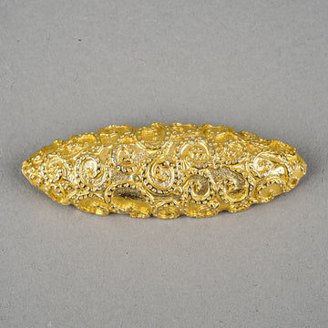 BEVERLY HAMBURG Gold Tone Ornate Oval Brooch