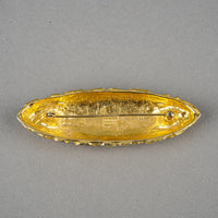 BEVERLY HAMBURG Gold Tone Ornate Oval Brooch