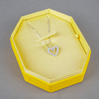 SWAROVSKI Silver Tone 2Swan Heart Pendant Necklace