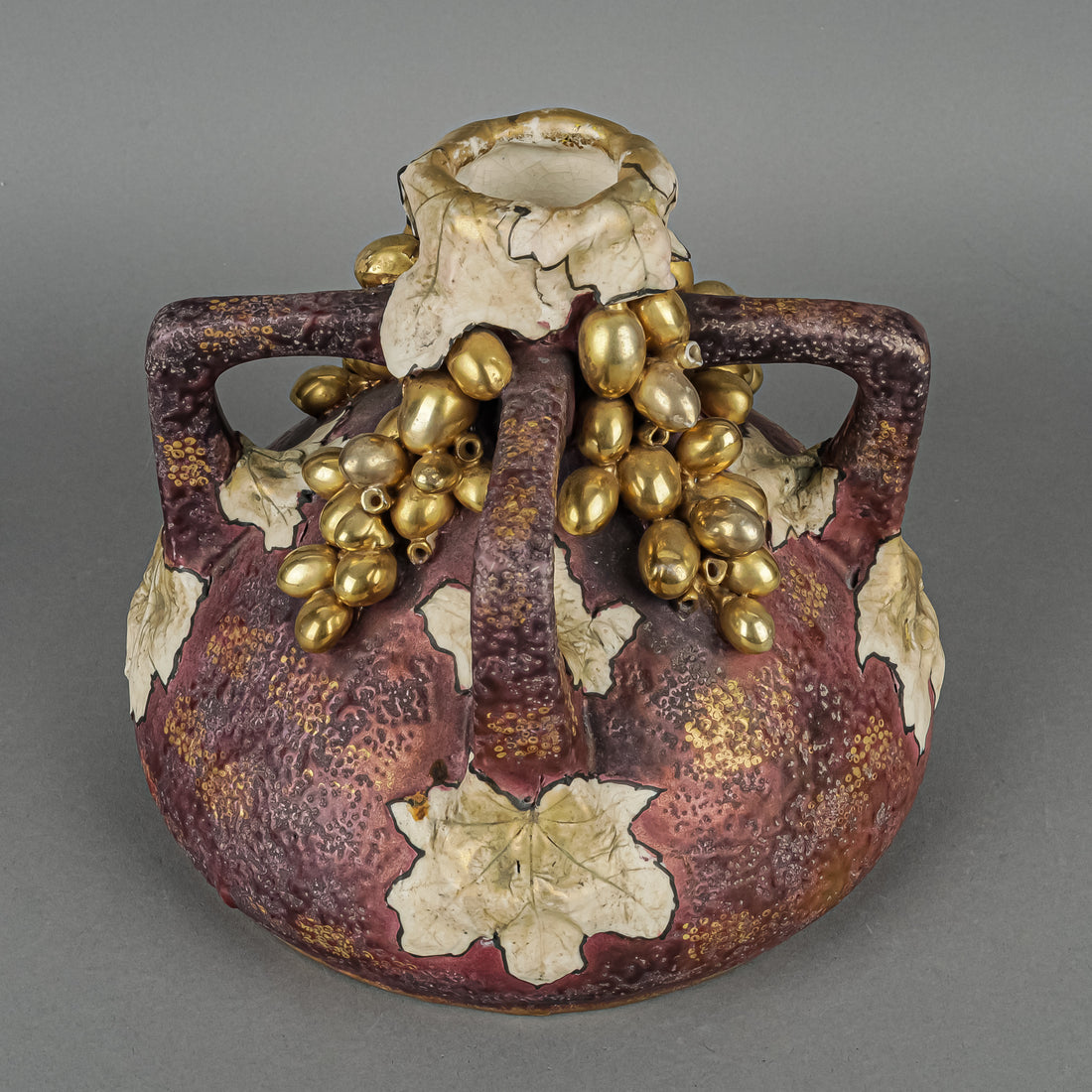 Austrian Style Art Nouveau Pottery Four Arm Amphora Vase