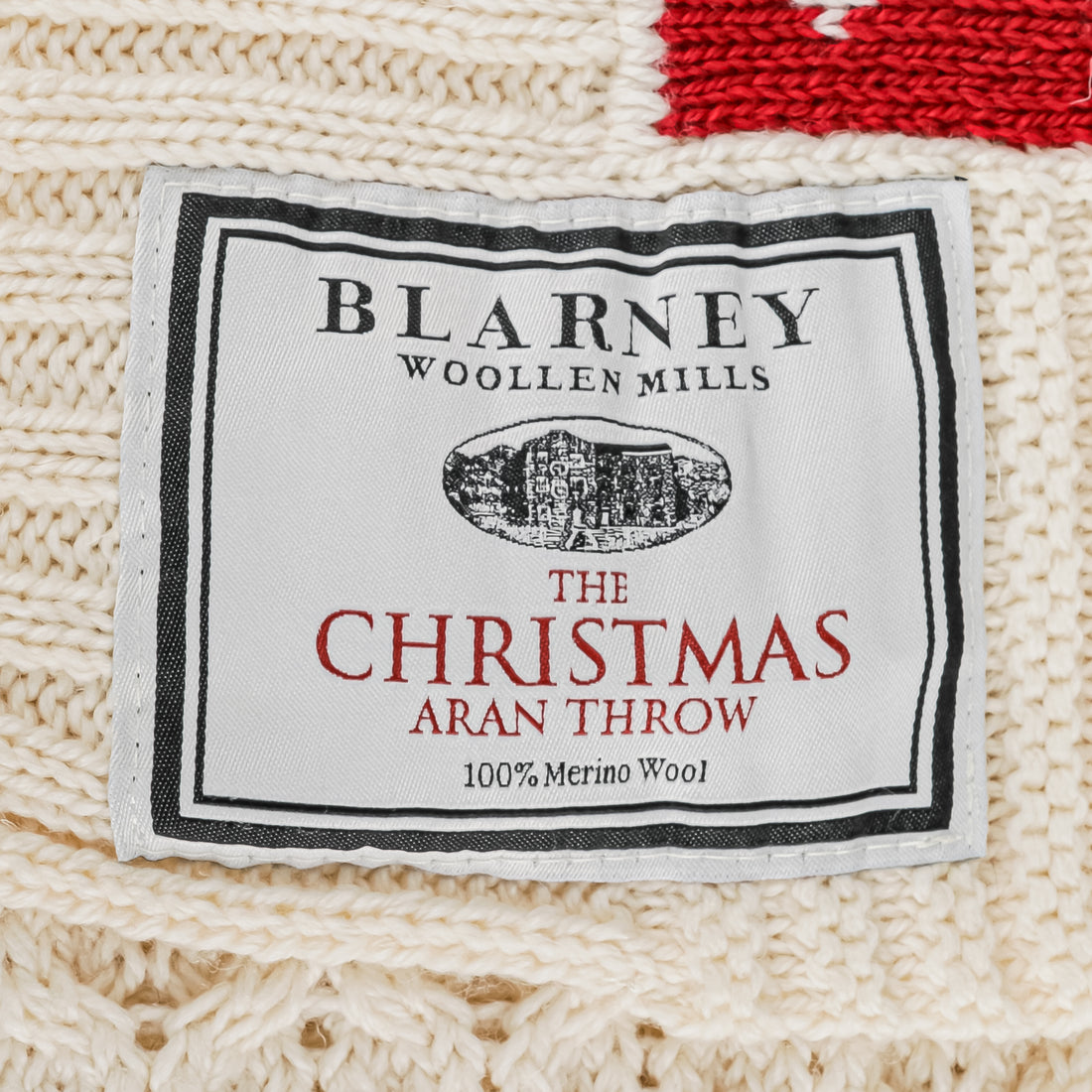 BLARNEY WOOLEN MILLS Christmas Aran Wool Throw Blanket
