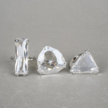 SWAROVSKI Silver Tone Mesmera Cocktail Rings Set - 3