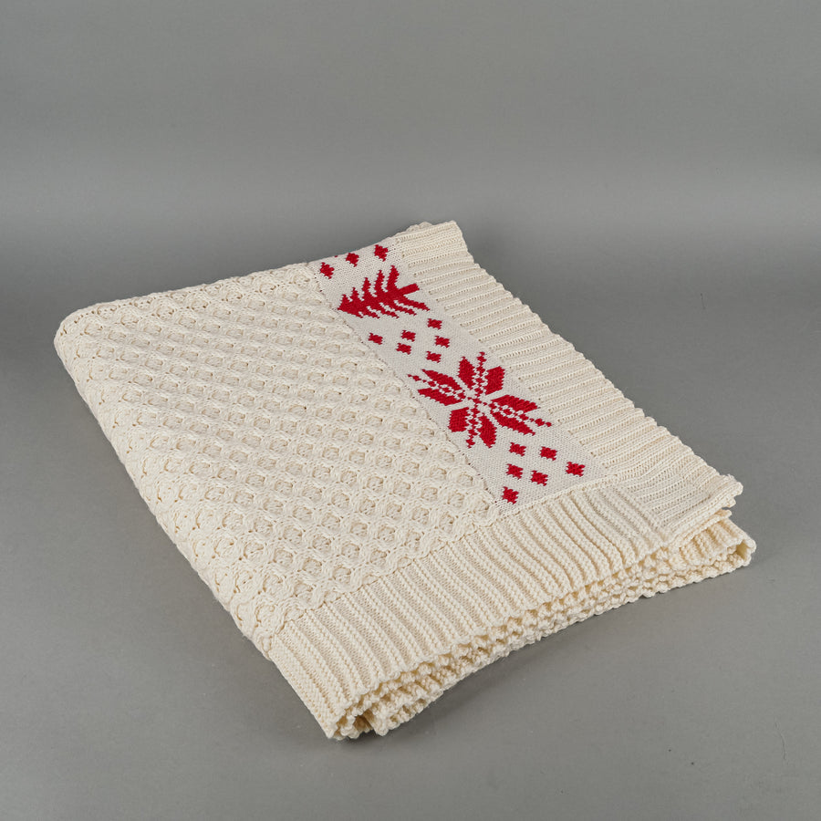 BLARNEY WOOLEN MILLS Christmas Aran Wool Throw Blanket