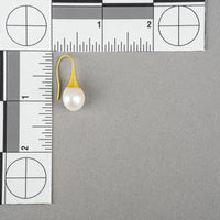 18K Yellow Gold Button Pearl Drop Earrings