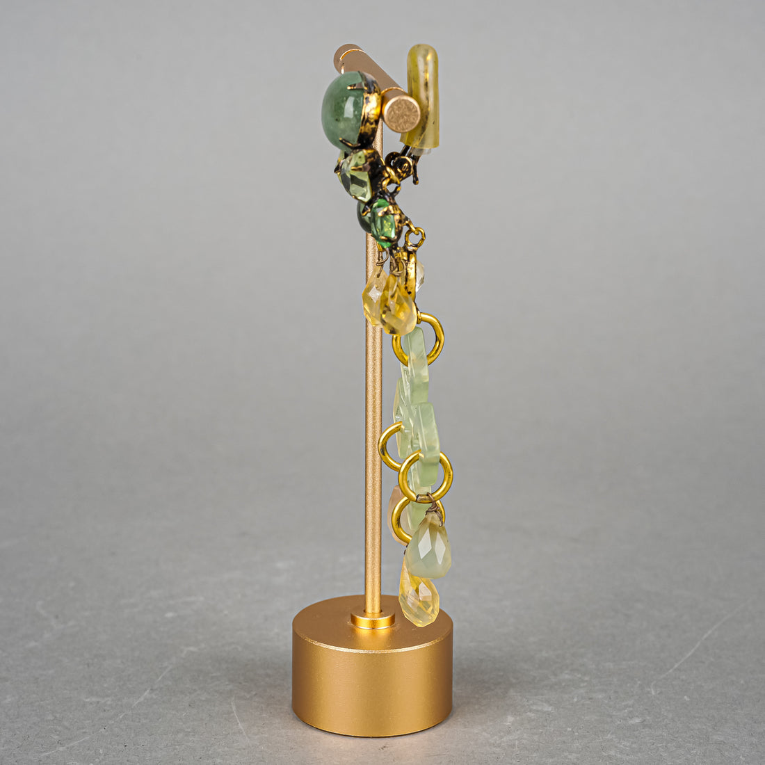 IRADJ MOINI Gold Tone Green Gemstone Drop Earring Clips