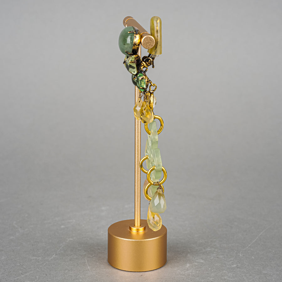 IRADJ MOINI Gold Tone Green Gemstone Drop Earring Clips