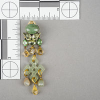 IRADJ MOINI Gold Tone Green Gemstone Drop Earring Clips