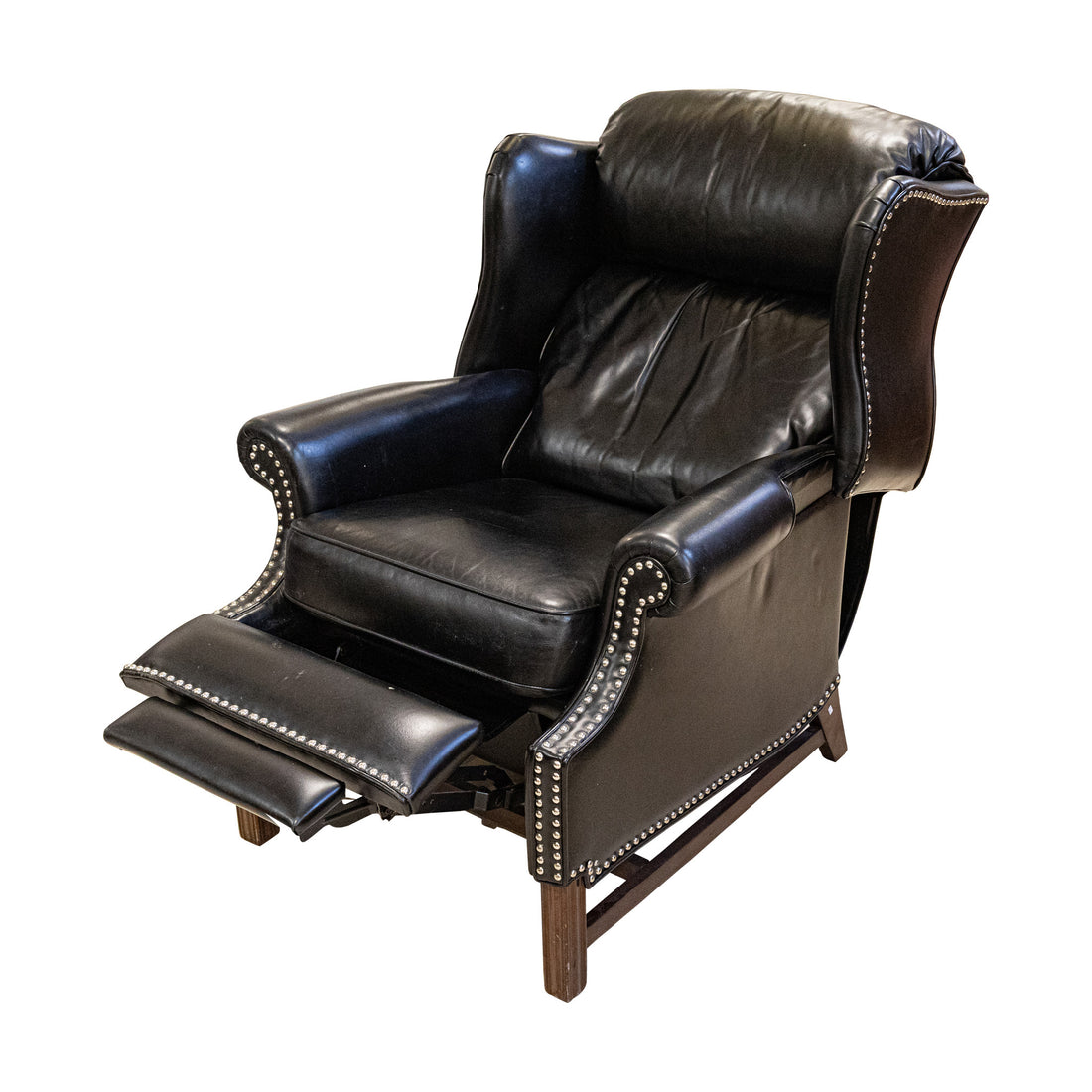 VOGEL Black Leather & Nailhead Recliner