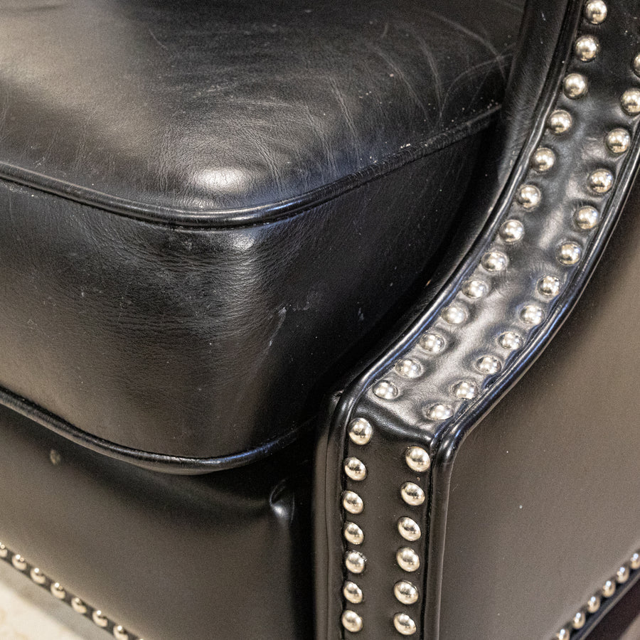VOGEL Black Leather & Nailhead Recliner