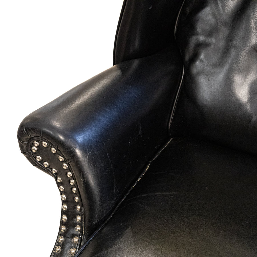 VOGEL Black Leather & Nailhead Recliner