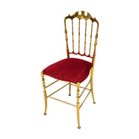 Brass Chiavari Style Chair With Red Upholstery