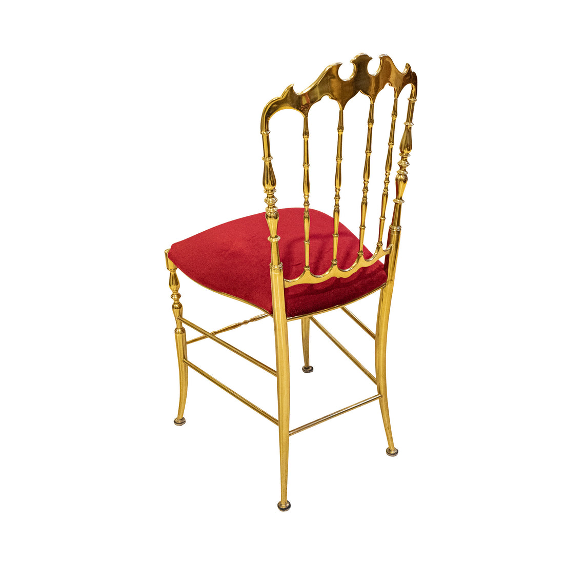 Brass Chiavari Style Chair With Red Upholstery