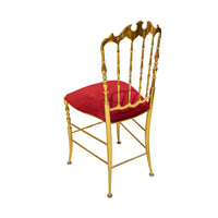 Brass Chiavari Style Chair With Red Upholstery