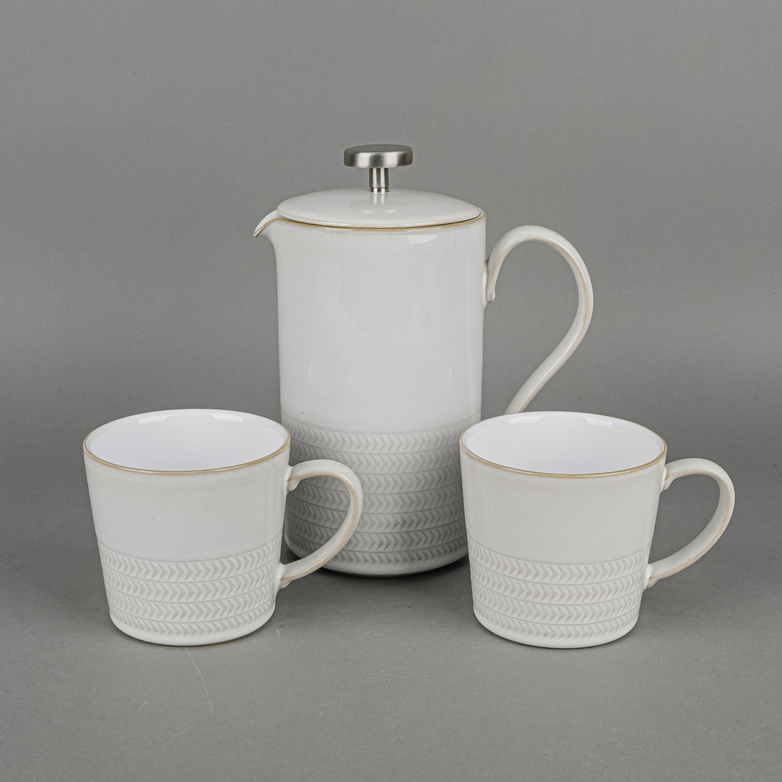 DENBY Natural Canvas French Press And 2 Mugs