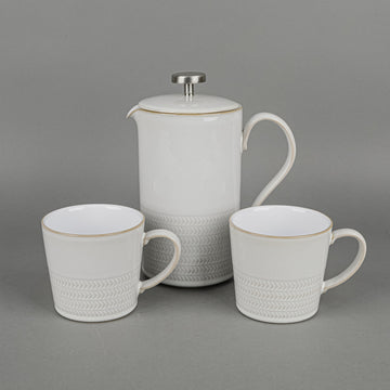 DENBY Natural Canvas French Press And 2 Mugs