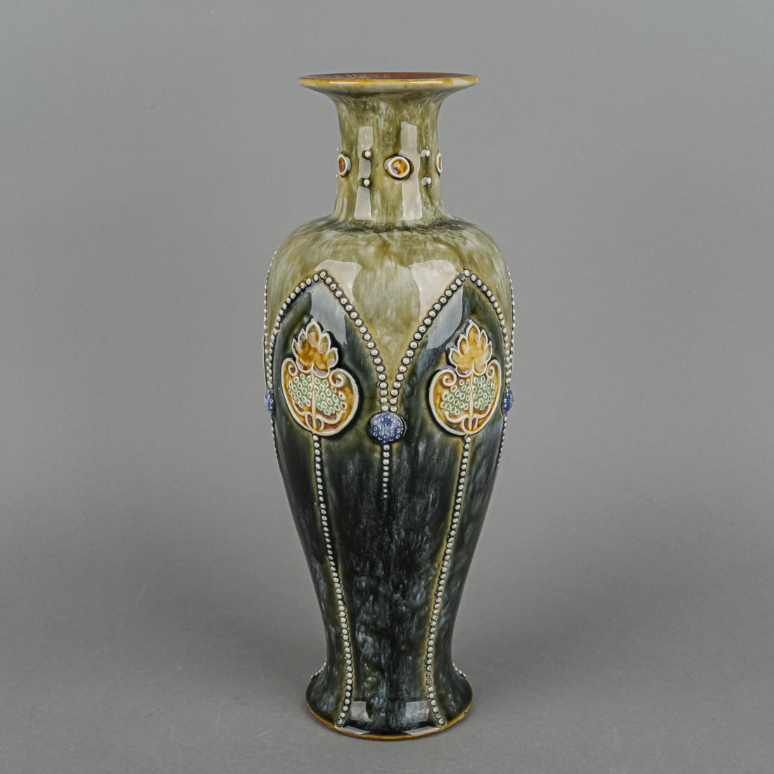 ROYAL DOULTON Lambeth Style Art Nouveau Stoneware Vase 8425D