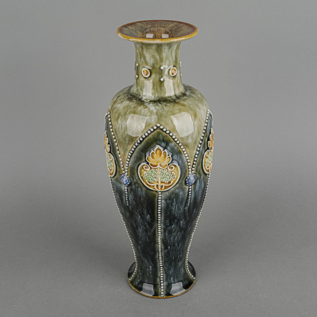 ROYAL DOULTON Lambeth Style Art Nouveau Stoneware Vase 8425D