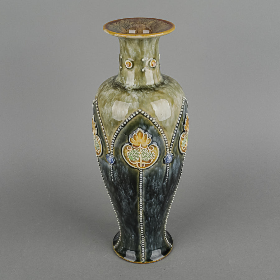 ROYAL DOULTON Lambeth Style Art Nouveau Stoneware Vase 8425D