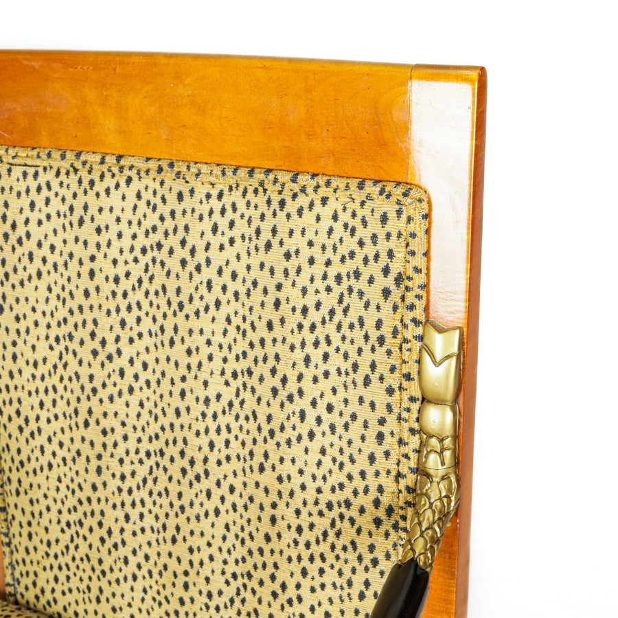 Gold & Black Directoire Style Arm Chair w/Leopard Print