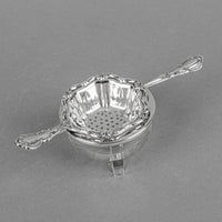 BIRKS Chantilly Sterling Tea Strainer  w/Glass Stand