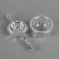 BIRKS Chantilly Sterling Tea Strainer  w/Glass Stand