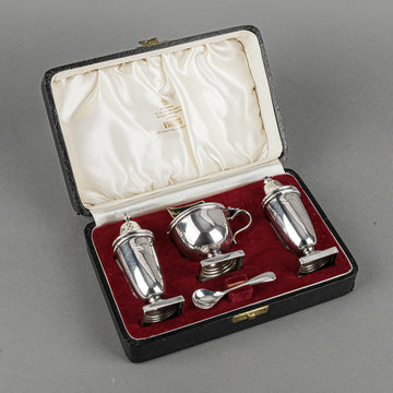 VINERS Sterling Salt Pepper And Mustard Set 5 Pieces