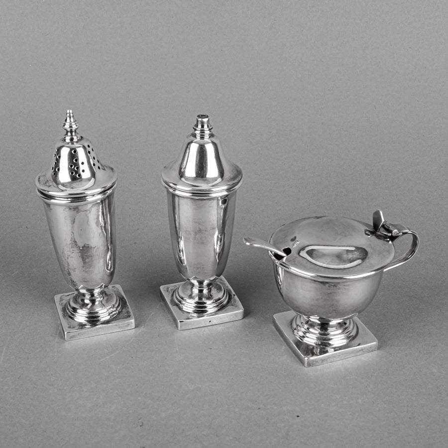 VINERS Sterling Salt Pepper And Mustard Set 5 Pieces