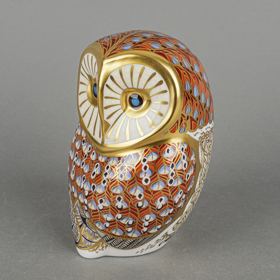ROYAL CROWN DERBY Paperweight Barn Owl